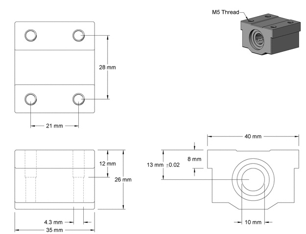 dimensiones rodamiento lineal SC10UU